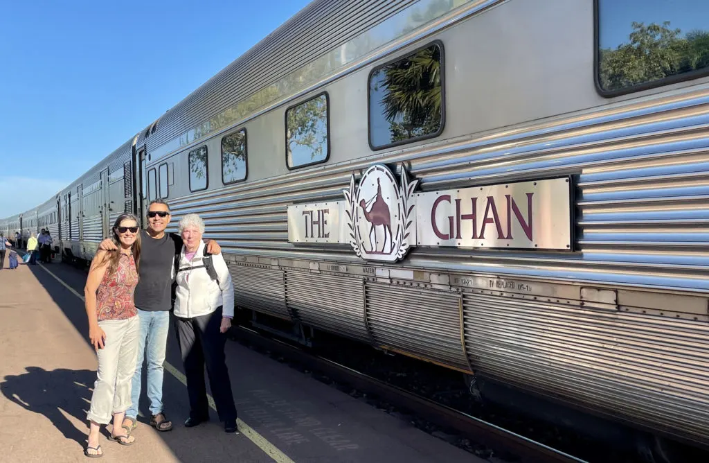 Passengers ready to board The Ghan train for a 4-day trip through Australia’s Red Centre.