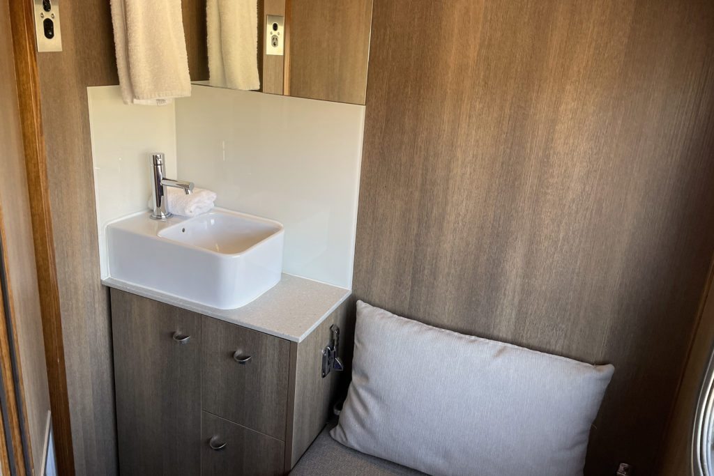 The sink in a single cabin on The Ghan train.