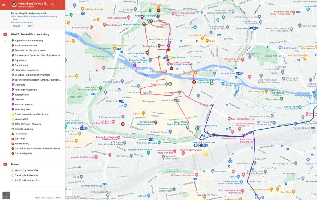 Tourist map of Nuremberg.