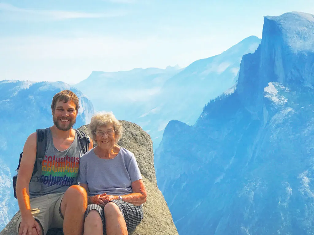 Brad and Grandma Joy in Yosemite National Park.