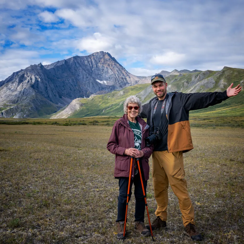 Grandma Joy and Brad in one of the least visited national parks, Gates of the Arctic in Alaska.