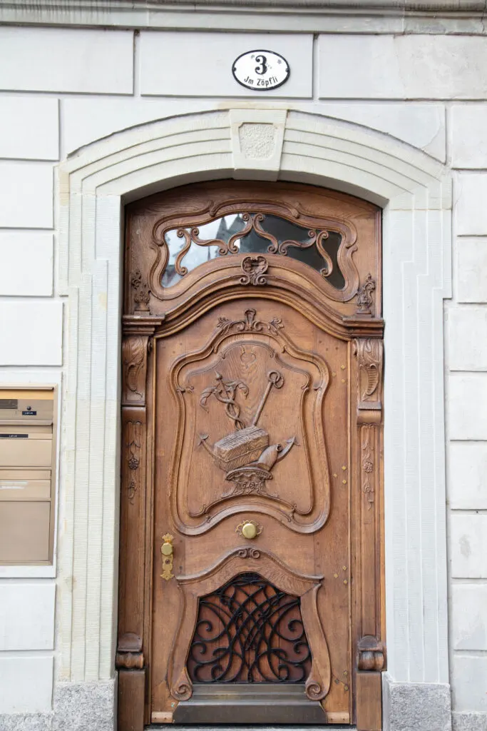 An ornate door in Old Town Lucerne.