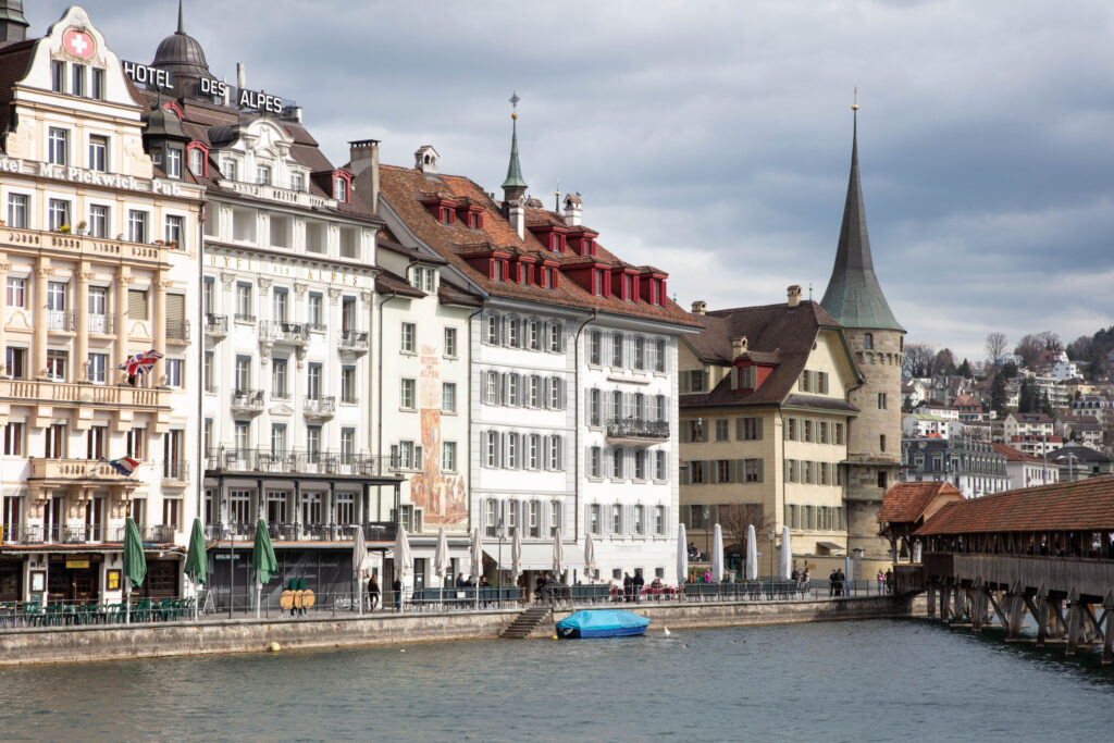 A view of Lucerne across the River Reuss.