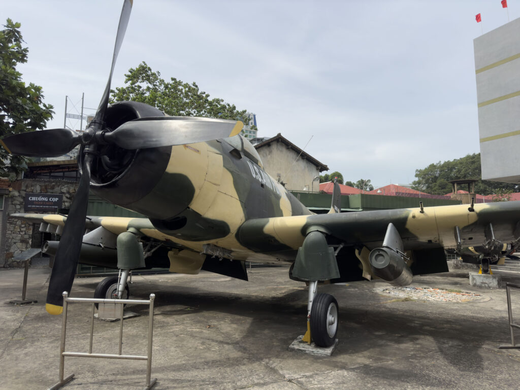 A static airplane exhibit outside of the War Remnants Museum, a top sight in Ho Chi Minh City.
