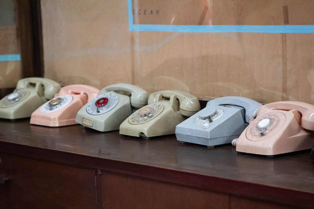 The many phones of the Independence Palace war room.