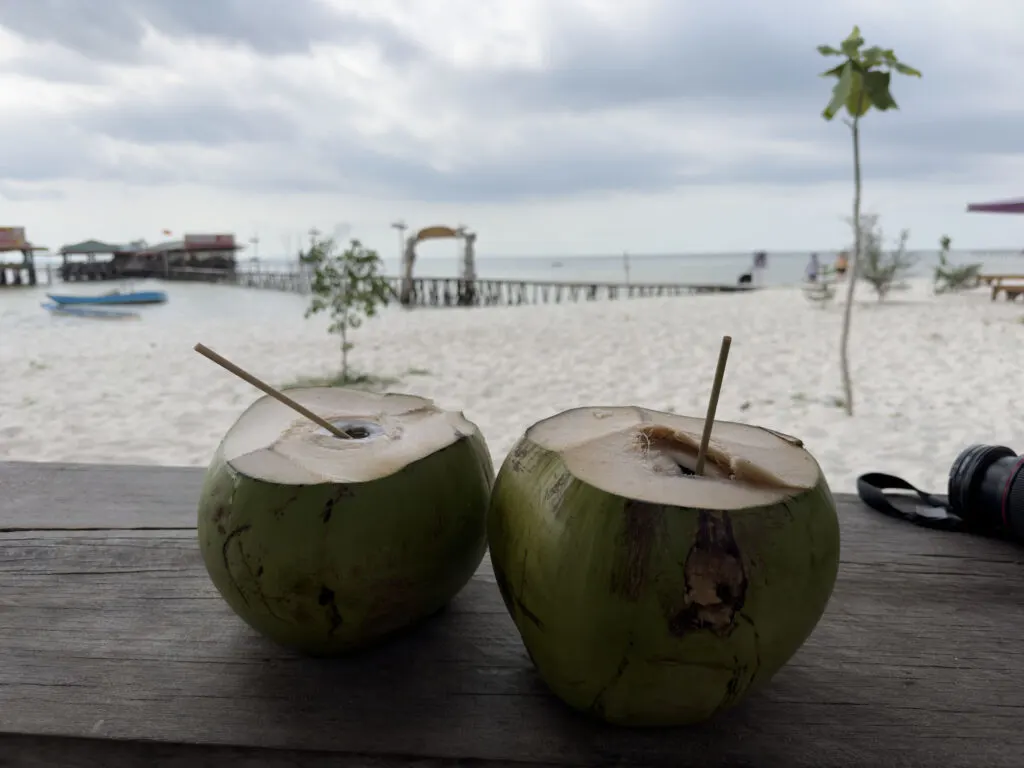 Coconuts on the beach are a common sight in Phu Quoc.