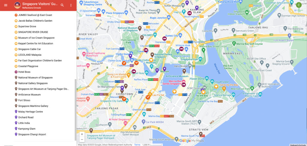 Singapore attractions map - with icons especially for kids.