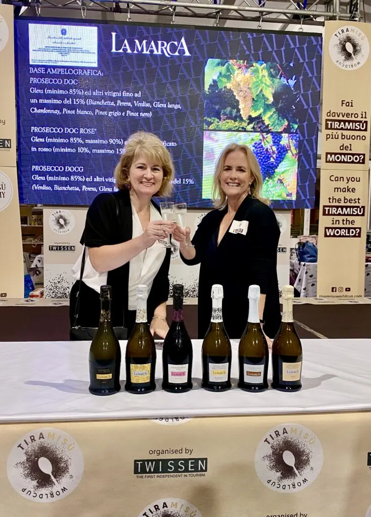 Christina and Cynthia tasting wine in Treviso, Italy.