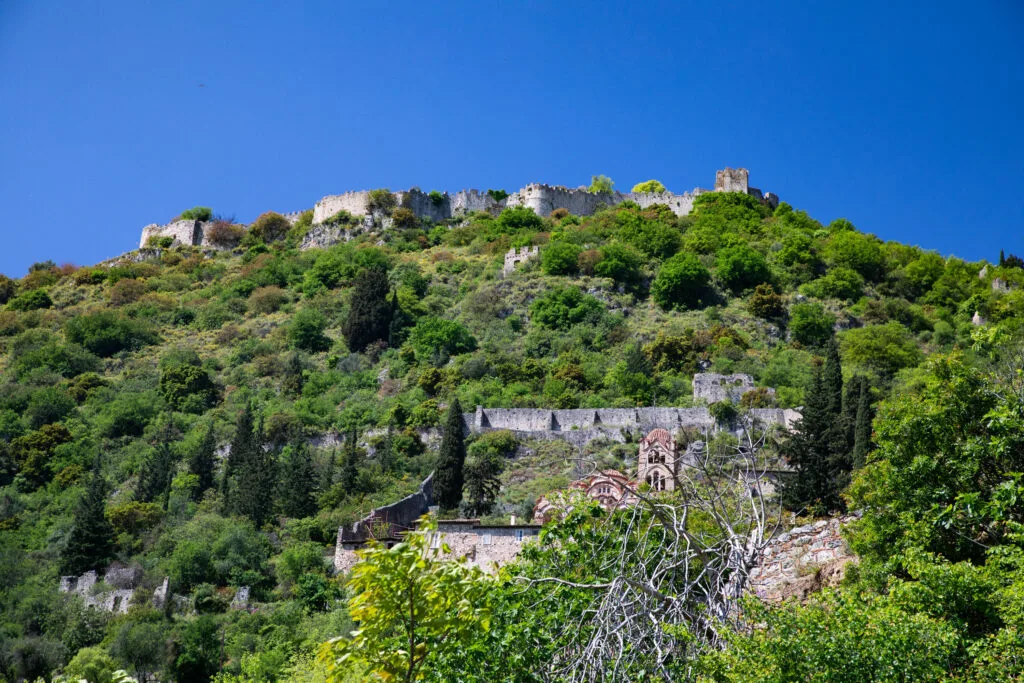 A view of Mystras Fortress from below.