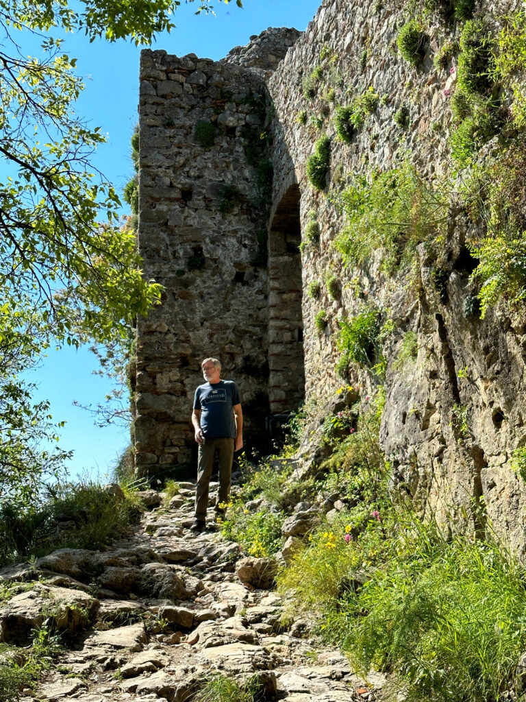 Jim posing in front of Mystras Castle.