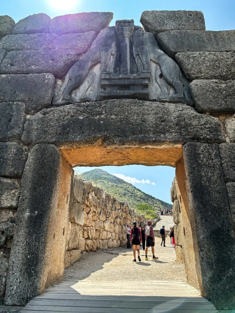The famous Lion Gate of Mycenae in Greece.