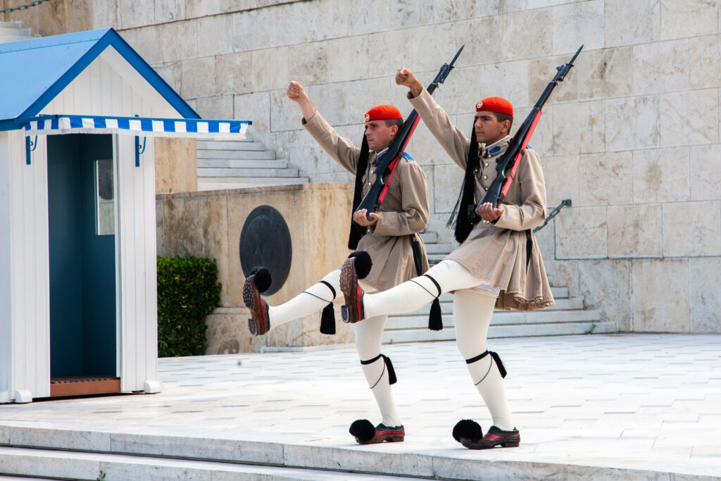 One of the must-do attractions in Athens is visiting the changing of the guard ceremony.