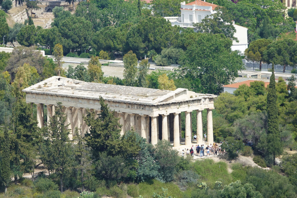 Temple of Hephaestus, viewed from the Acropolis with a long-range lens.
