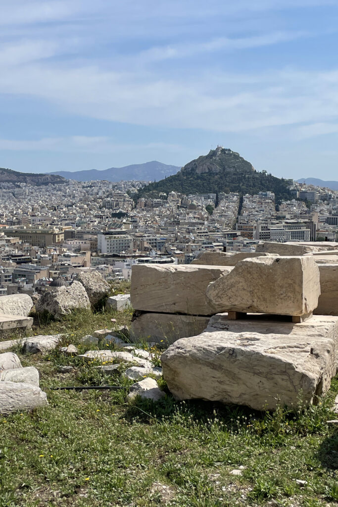 View of Lycabettus Hill from the top of the Acropolis.