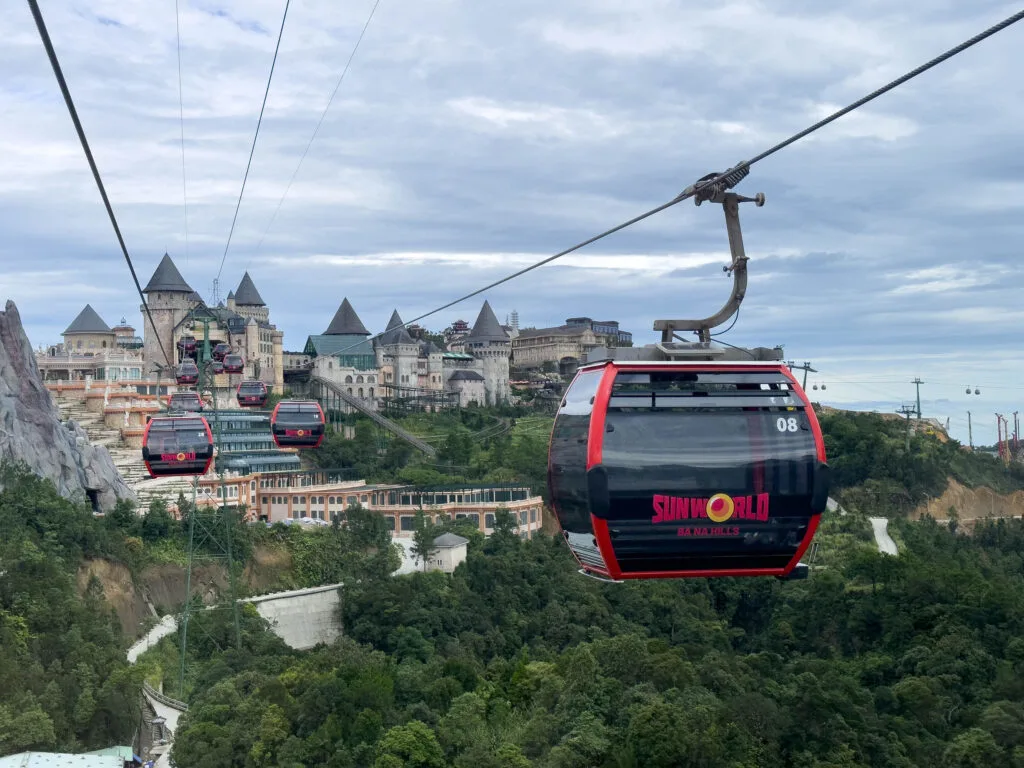 Cable car to French Village from the Golden Bridge, Ba Na Hills.