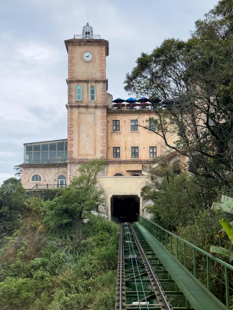 Riding the funicular up to a different part of Ba Na Hill from French Village,