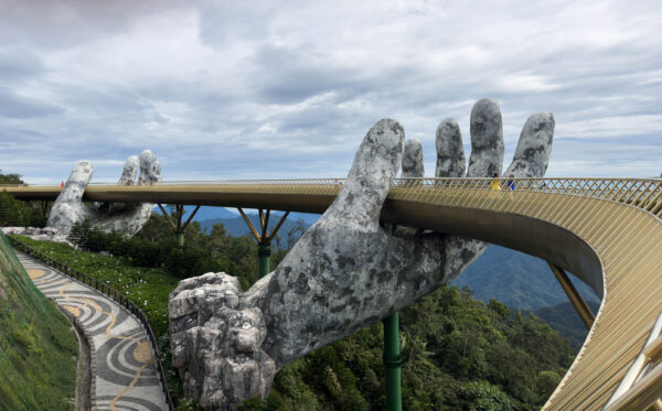 The famous hands of the Golden Bridge at Ba Na Hills, Vietnam.