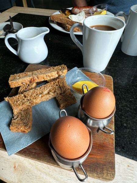 Fresh eggs, cream, and sausage are all on offer at the Bluebells Café, Isle of Wight.