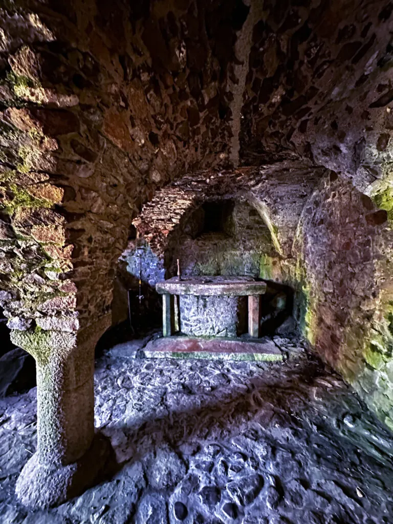 The underground chapel of Mont Orgueil Castle.