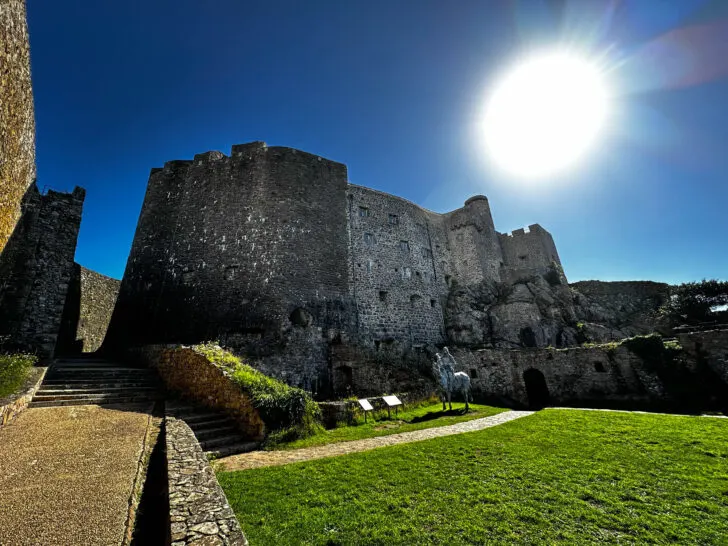 The courtyard of Mont Orgueil Castle on Jersey Island.