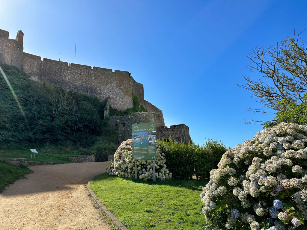 Our approach to Mont Orgueil Castle on Jersey Island.