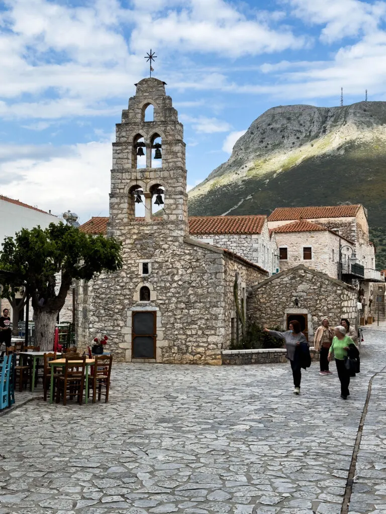 The Mani town of Areopoli is a beautiful stop on a Peloponnese Road Trip.