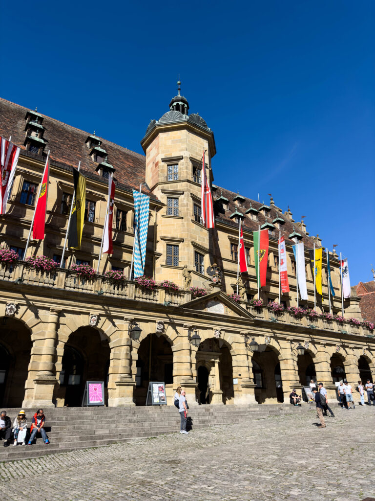 The Town Hall or Rathaus is the iconic starting point for the Rothenburg Night Watchman's tour.